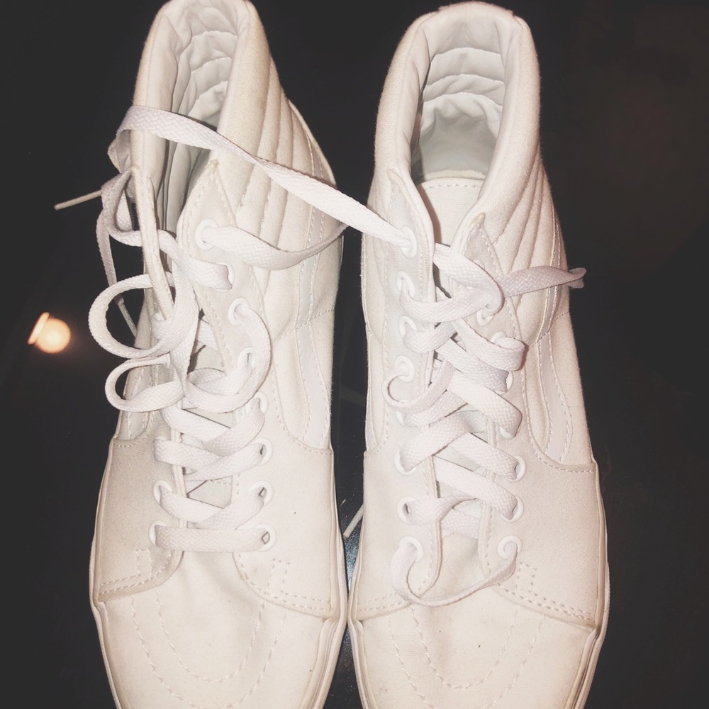 High top old school vans white